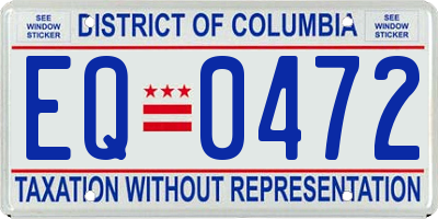 DC license plate EQ0472