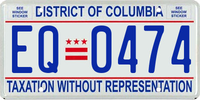 DC license plate EQ0474