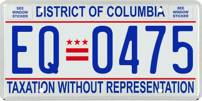 DC license plate EQ0475