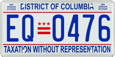 DC license plate EQ0476