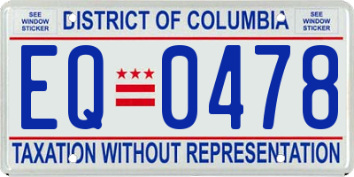 DC license plate EQ0478
