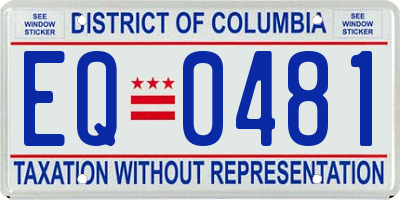 DC license plate EQ0481