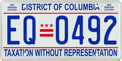 DC license plate EQ0492