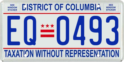 DC license plate EQ0493