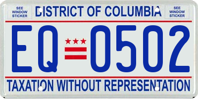DC license plate EQ0502