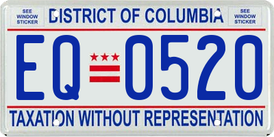 DC license plate EQ0520