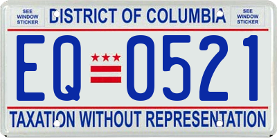 DC license plate EQ0521