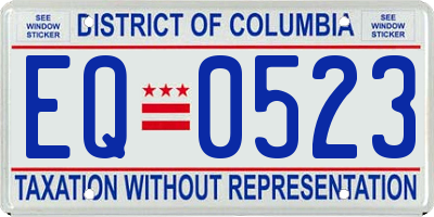 DC license plate EQ0523