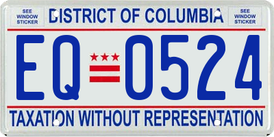 DC license plate EQ0524