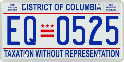 DC license plate EQ0525