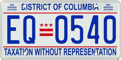 DC license plate EQ0540