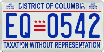 DC license plate EQ0542