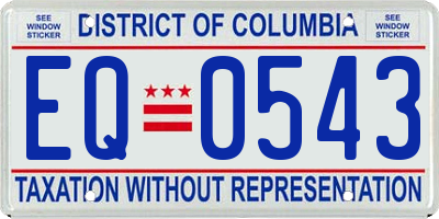 DC license plate EQ0543