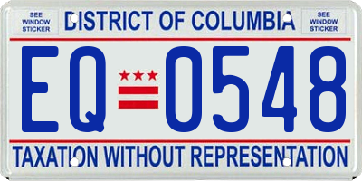 DC license plate EQ0548