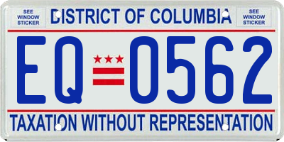 DC license plate EQ0562