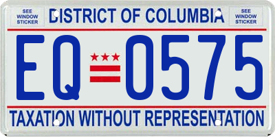 DC license plate EQ0575