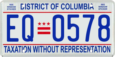 DC license plate EQ0578