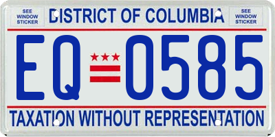DC license plate EQ0585