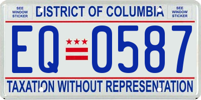 DC license plate EQ0587