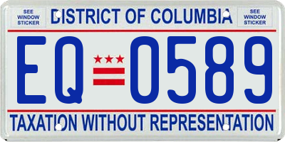 DC license plate EQ0589
