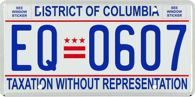 DC license plate EQ0607