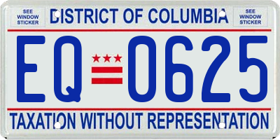 DC license plate EQ0625