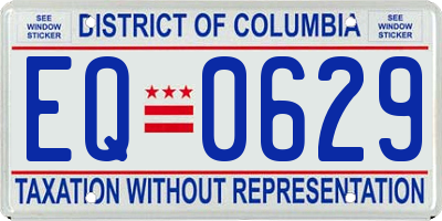 DC license plate EQ0629