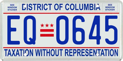 DC license plate EQ0645