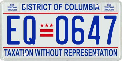DC license plate EQ0647