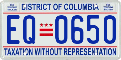 DC license plate EQ0650