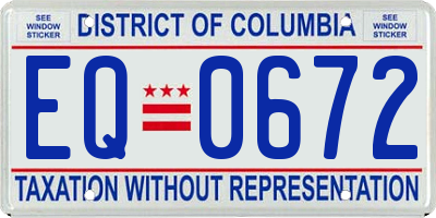 DC license plate EQ0672