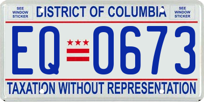DC license plate EQ0673