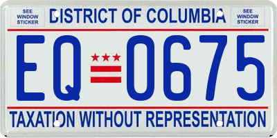 DC license plate EQ0675