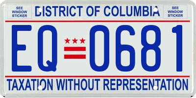 DC license plate EQ0681