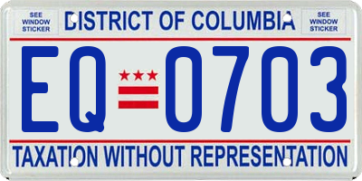 DC license plate EQ0703