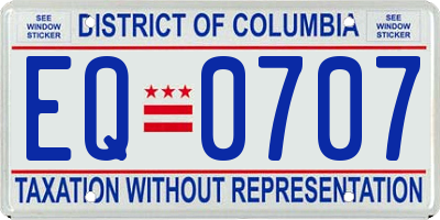 DC license plate EQ0707