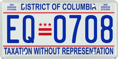 DC license plate EQ0708