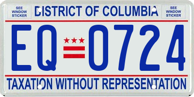 DC license plate EQ0724