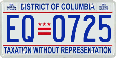 DC license plate EQ0725