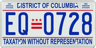 DC license plate EQ0728