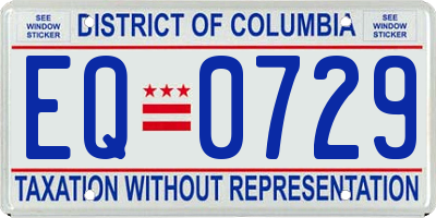 DC license plate EQ0729