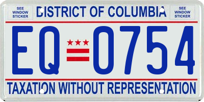DC license plate EQ0754