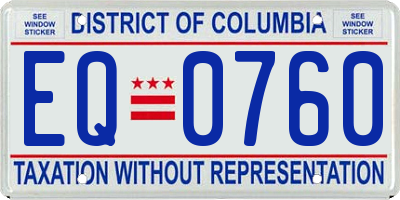 DC license plate EQ0760