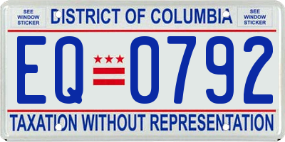 DC license plate EQ0792