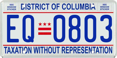 DC license plate EQ0803