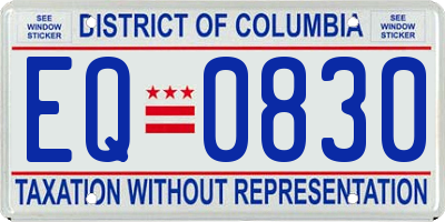 DC license plate EQ0830