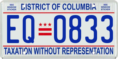DC license plate EQ0833