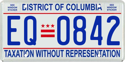 DC license plate EQ0842