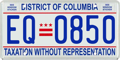 DC license plate EQ0850