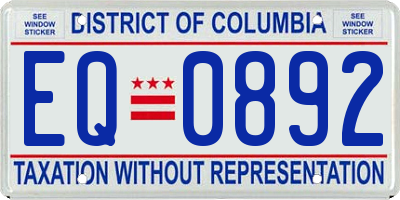 DC license plate EQ0892
